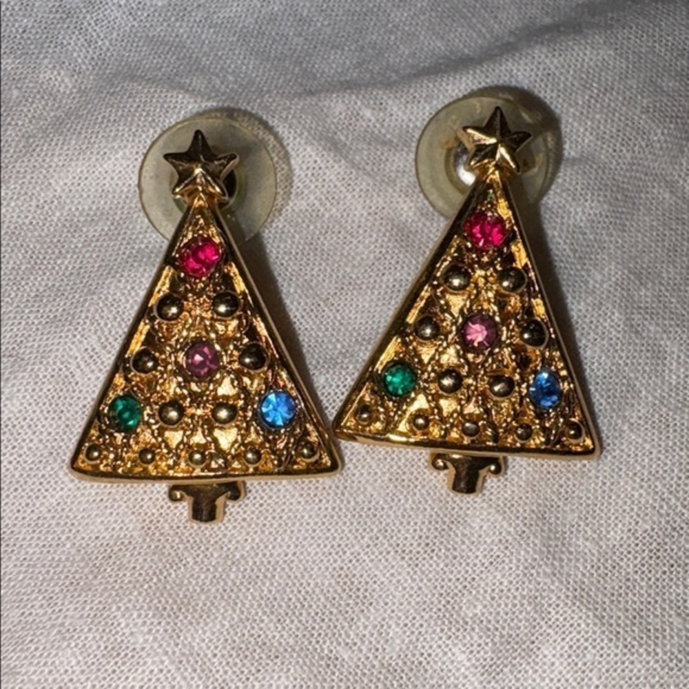 Vintage Avon Festive Christmas Tree Earrings